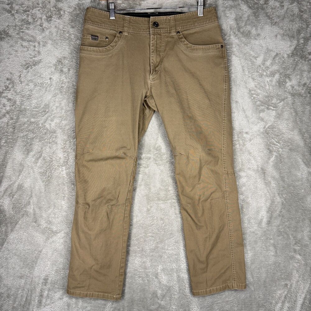 Kuhl Kanvus Jeans Men 32x30 (32x28) Beige Canvas Hiking Outdoor Patina Dye Pants